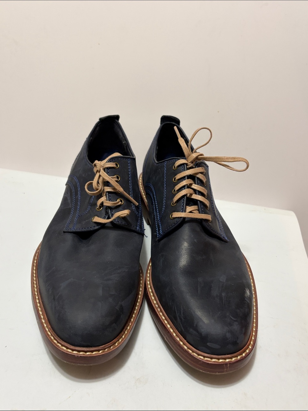 Cole Haan Men's Blue Leather Derby Shoes with Lace Up Sz 8M - Picture 6 of 11